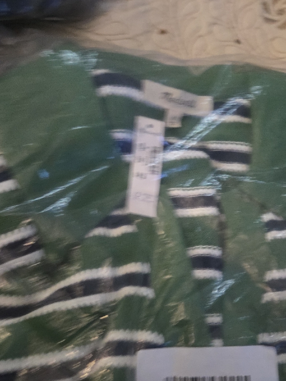 Madewell Green, Navy & White Striped Knit Cardigan